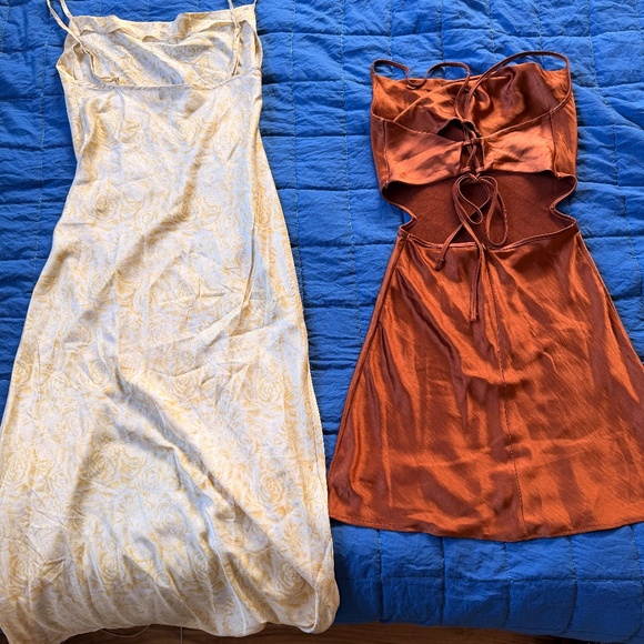 Cowl Neck Satin Dresses - Picture 2 of 4